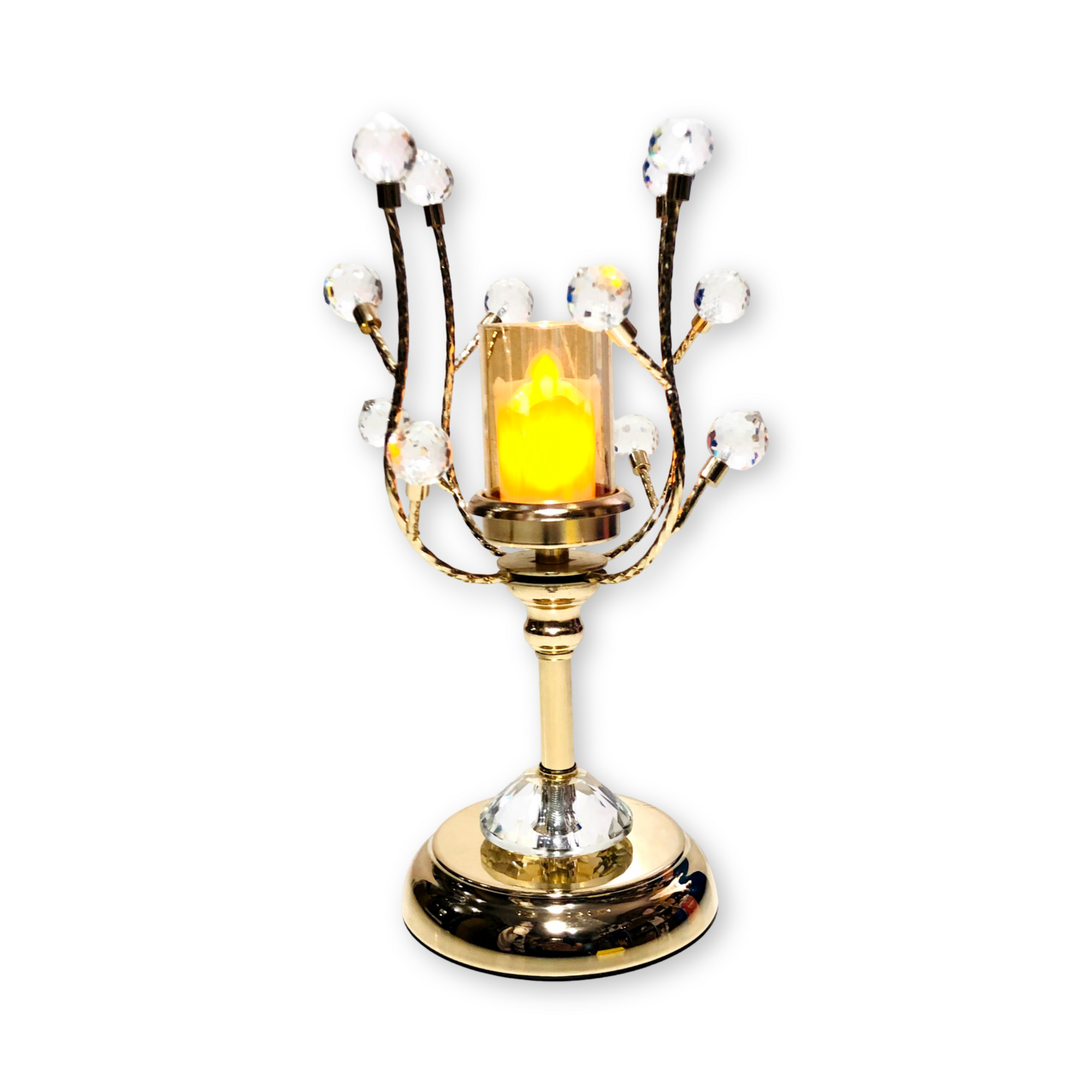 Golden Crystal Candle Holder