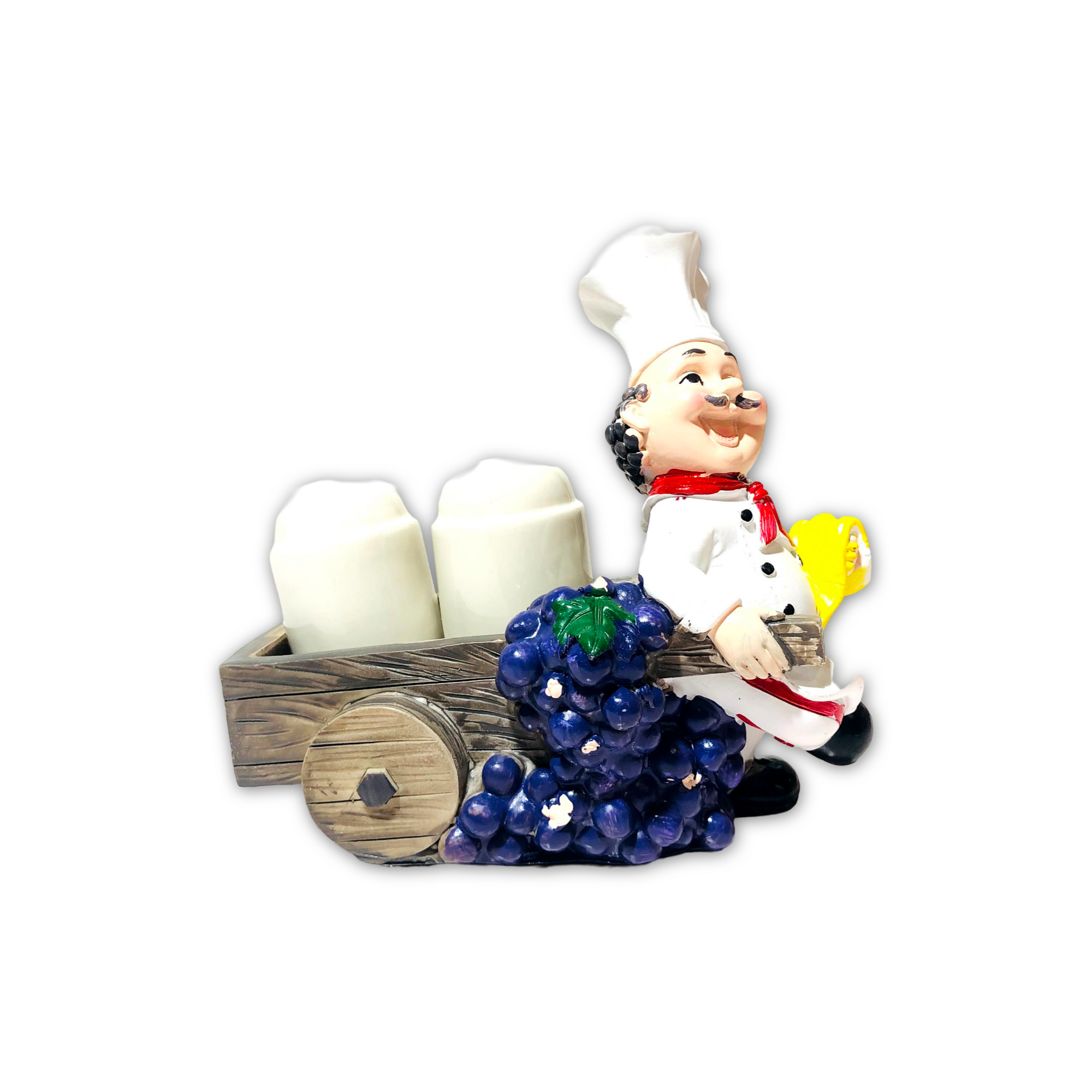 Chef With Grapes Trolley Salt & Pepper Holder