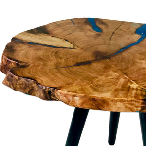 Blue Cracked Edges Resin Art Coffee Table
