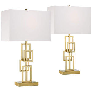 Gale Golden Grid Table Lamp (Pair)