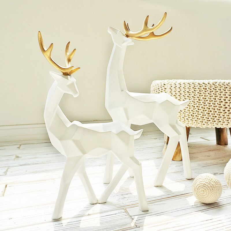 Modern Creative Deer Figurines (White)