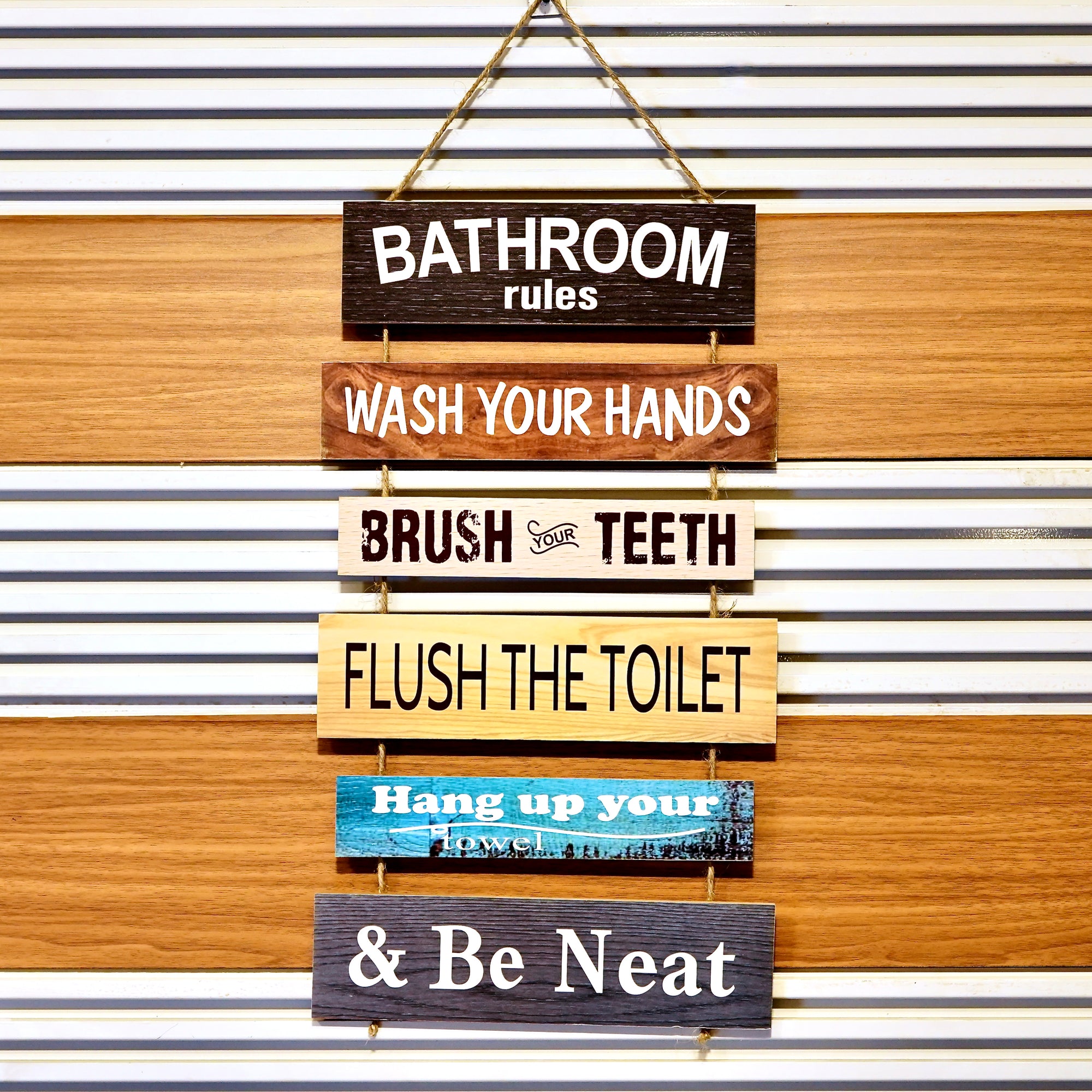 Bathroom Rules 2 cluster Wall Quotation