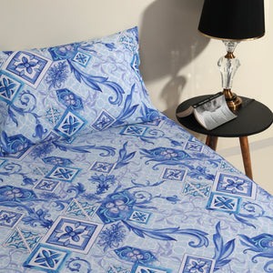 Floral Blue Percale Bedsheet