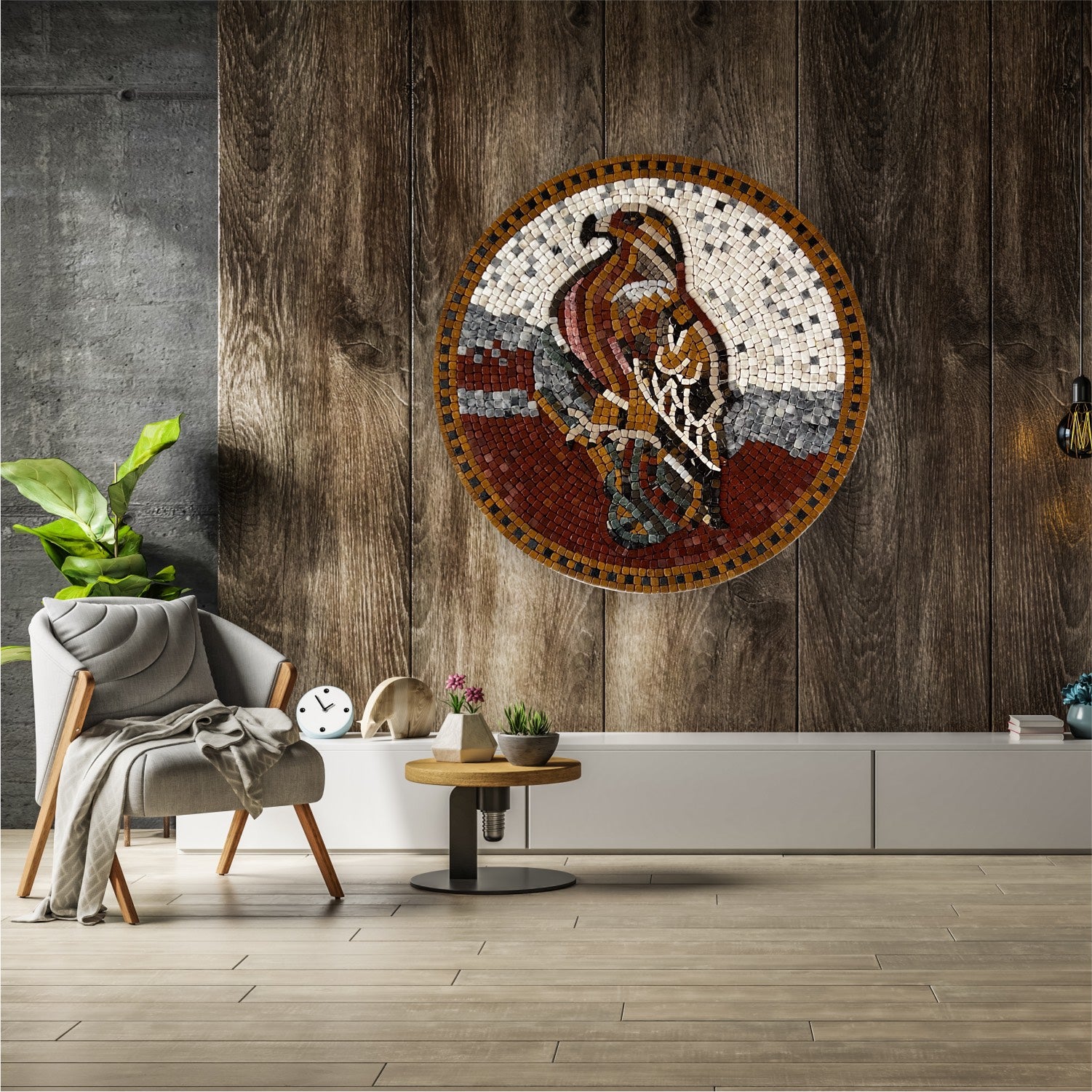 GOLDEN EAGLE STONED WALL MOSAICS (24" INCHES)