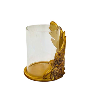 Golden Leaf Resin Jar Candle Holder