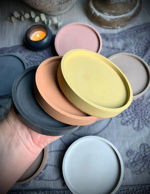 Colorful Concrete Candle Tray Set