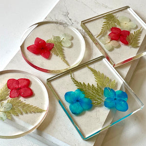 Transparent Floral Resin Table Coaster