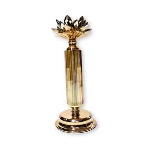 Golden Block Crystal Design Candle Holder