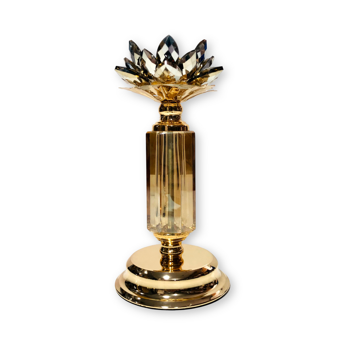 Golden Block Crystal Design Candle Holder