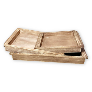 Wooden Light Brown Trays (Set of 3)