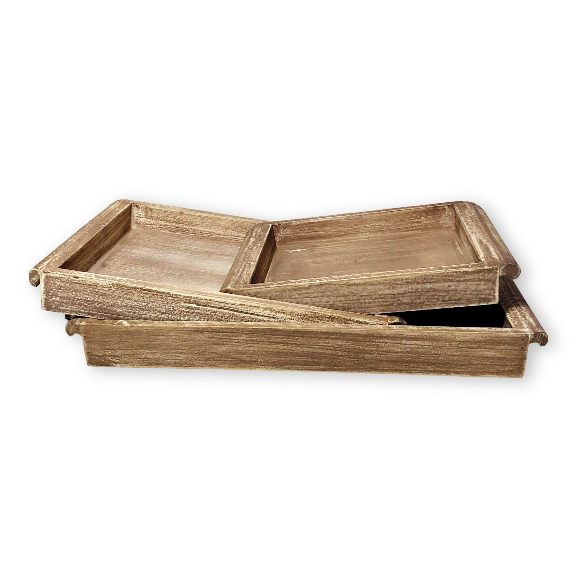 Wooden Light Brown Trays (Set of 3)
