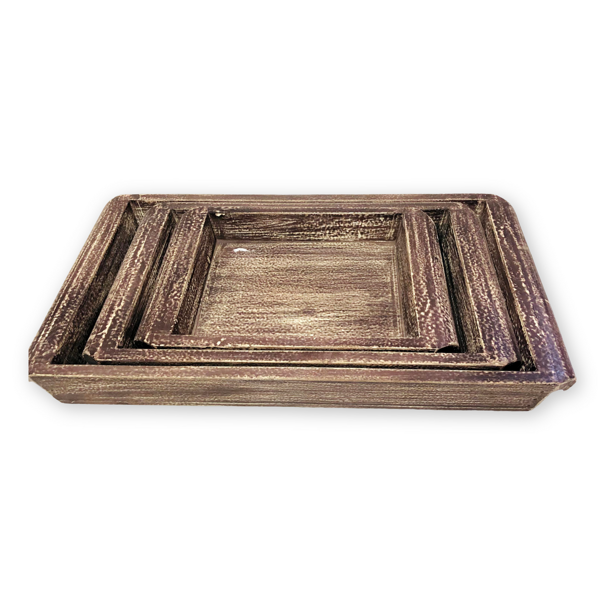 Wooden Dark Brown Trays (Set of 3)