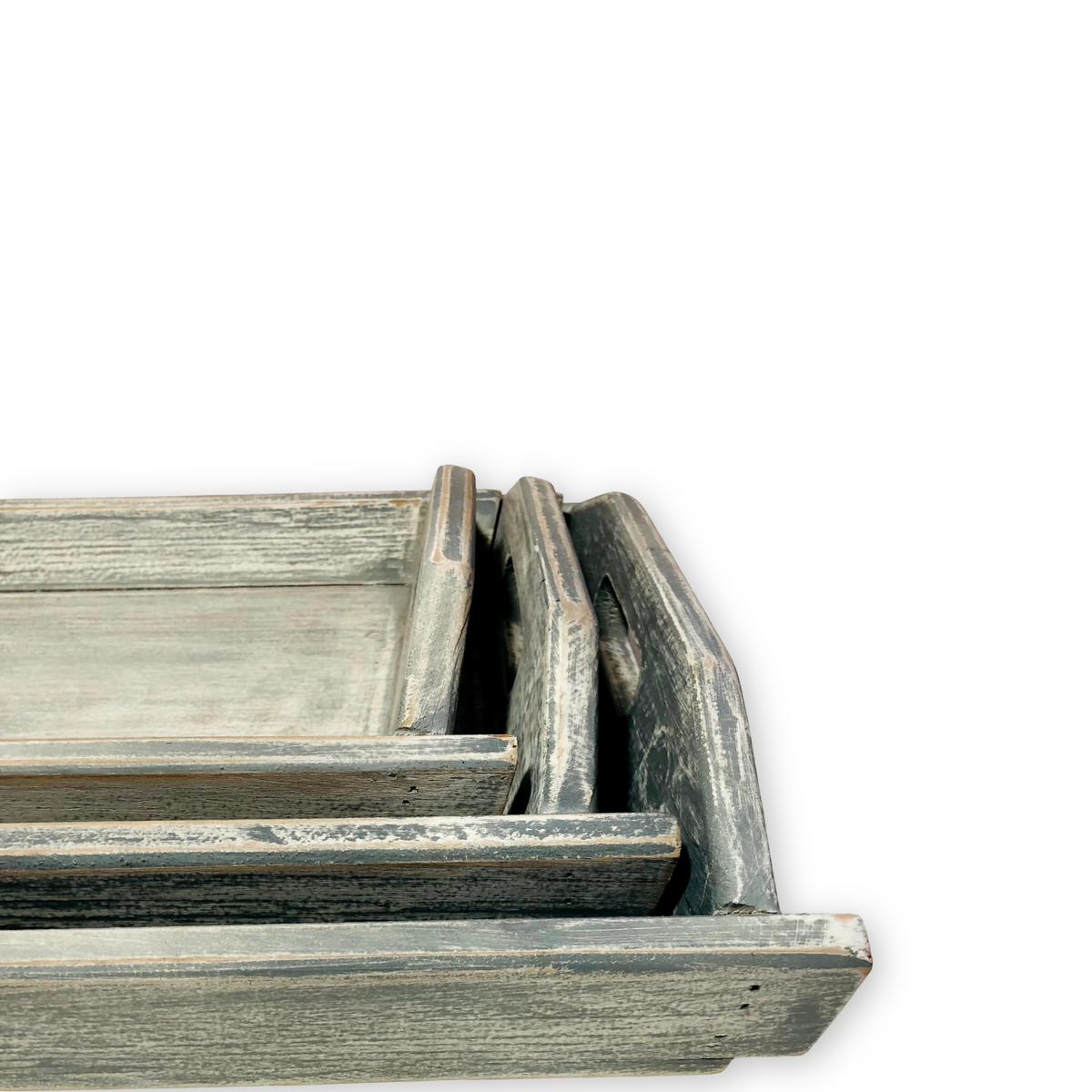 Gray Wooden Trays (Set of 3)