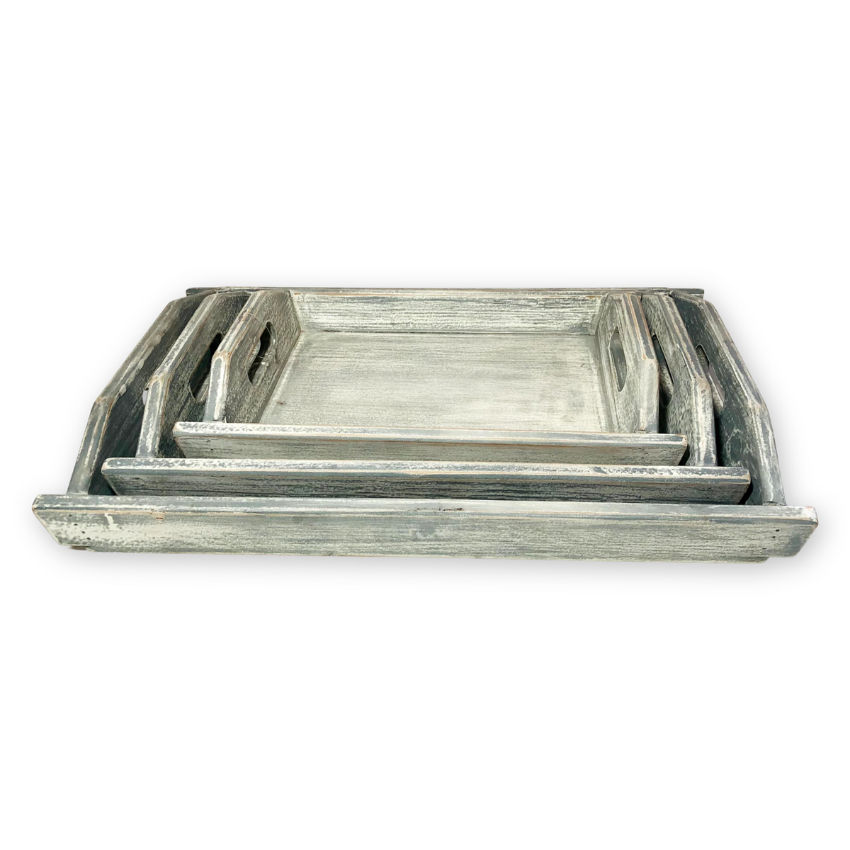 Gray Wooden Trays (Set of 3)