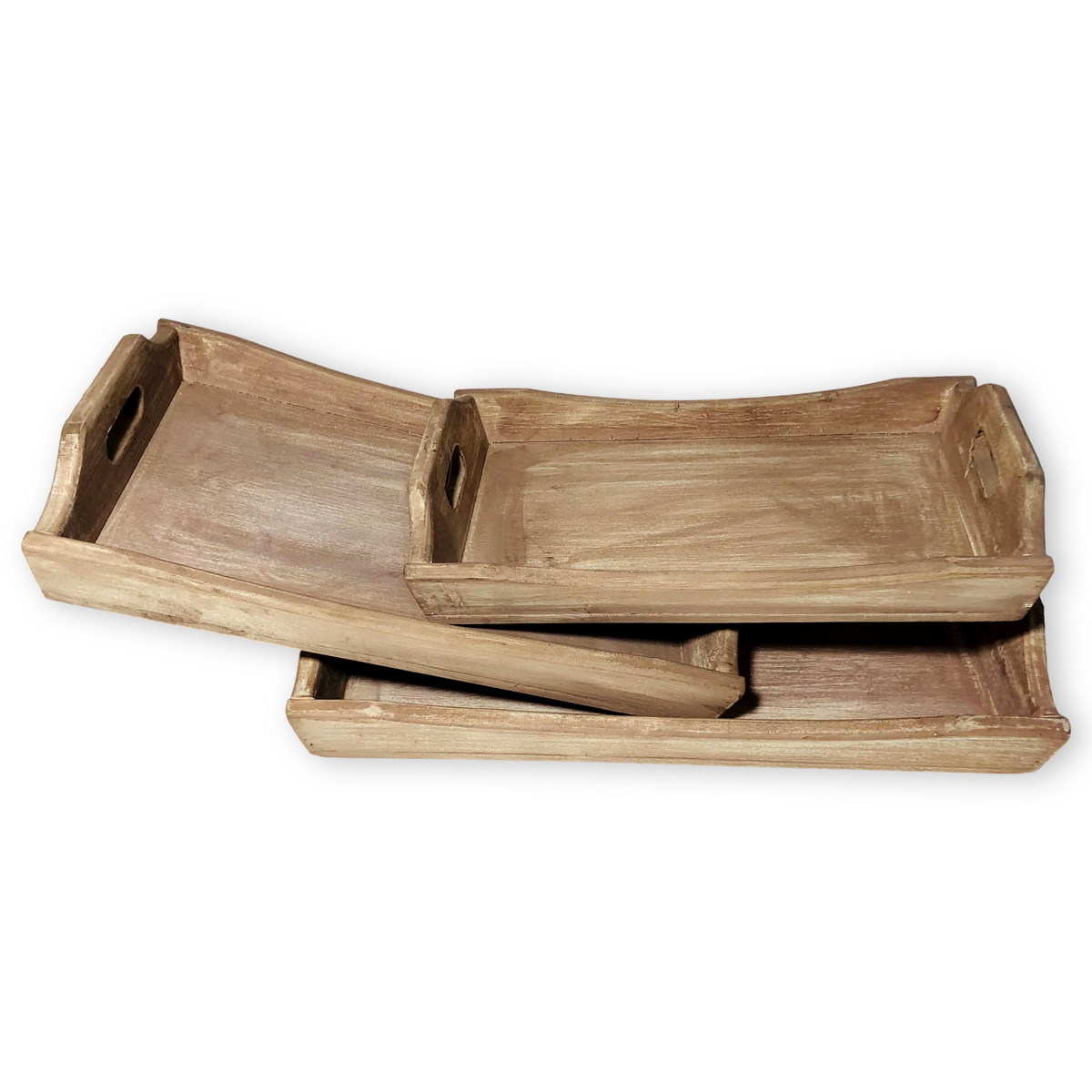 Beige Wooden Trays (Set of 3)