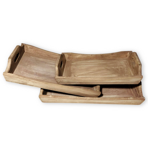 Beige Wooden Trays (Set of 3)