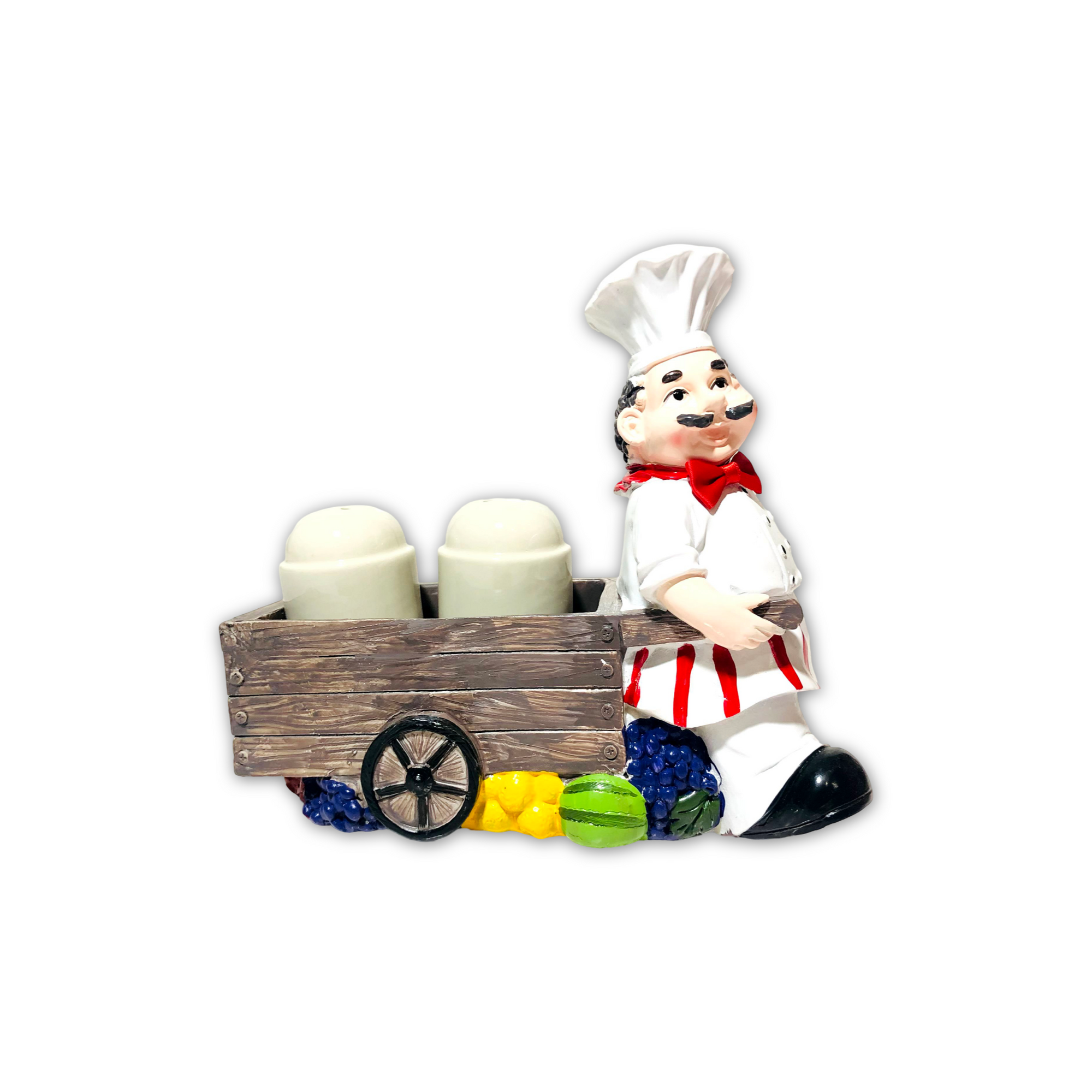 Chef With Fruit Trolley Salt & Pepper Holder