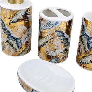 Abstract Golden Leaves Bath Set