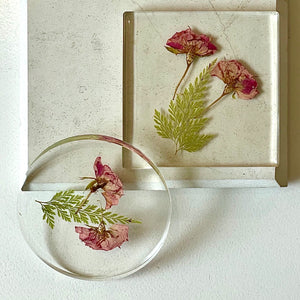 Transparent Floral Resin Table Coaster