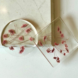 Transparent Floral Resin Table Coaster