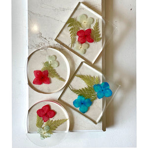 Transparent Floral Resin Table Coaster
