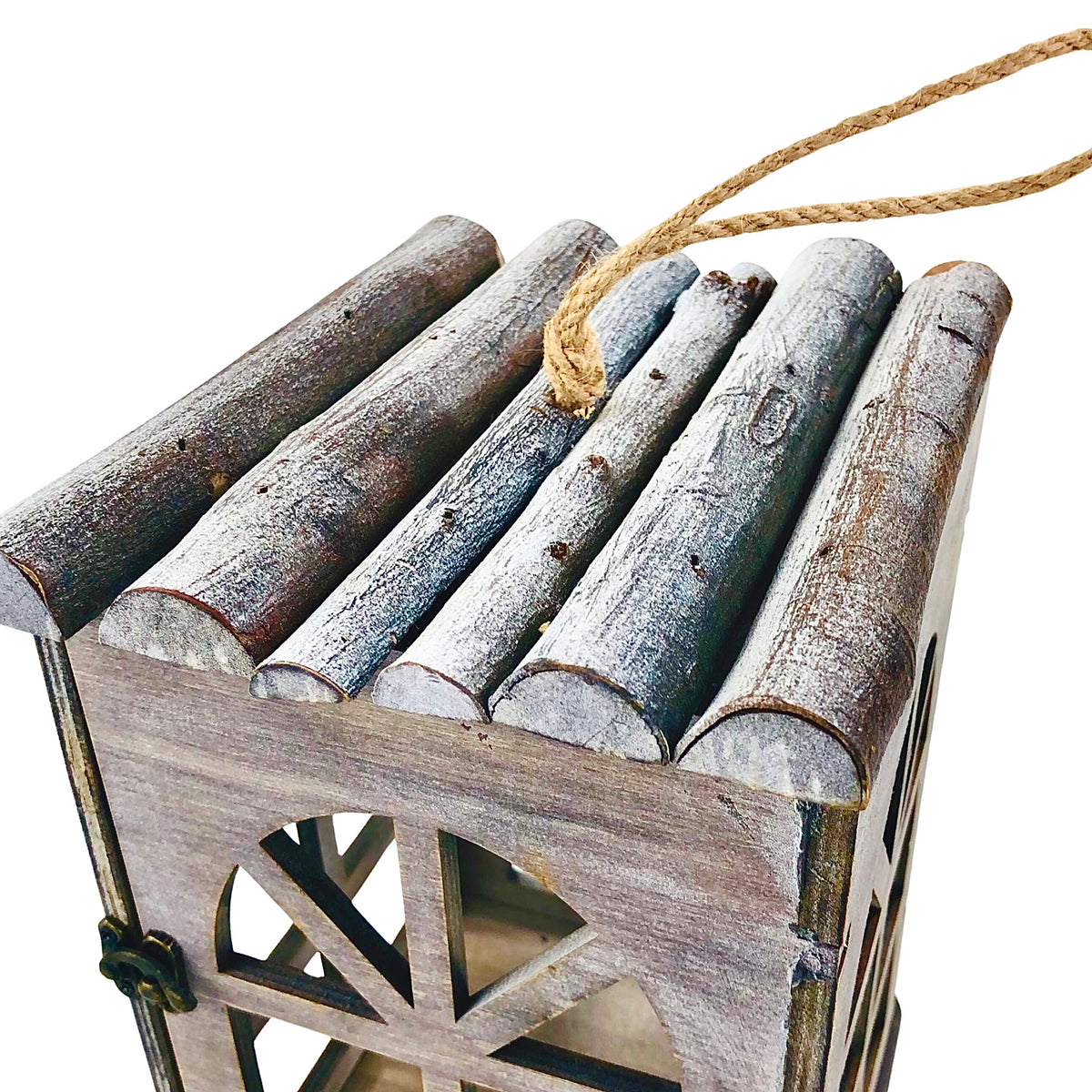 Gray Wood Square Shape Candle Holder