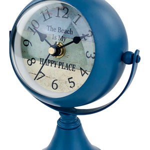 Retro Blue Metal Table Clock