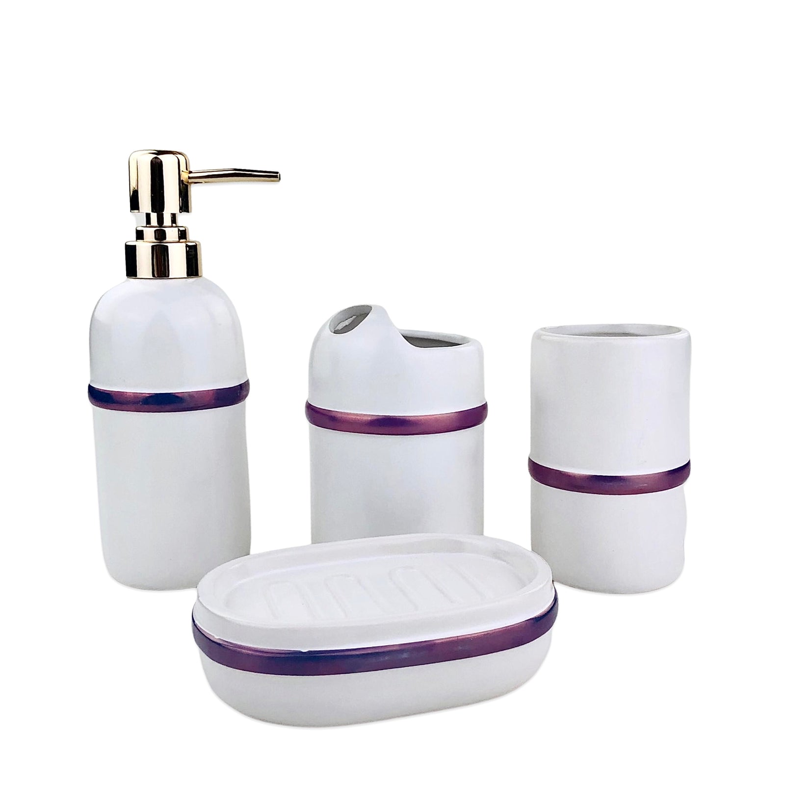 Elegant Strap Line Bath Set (White)