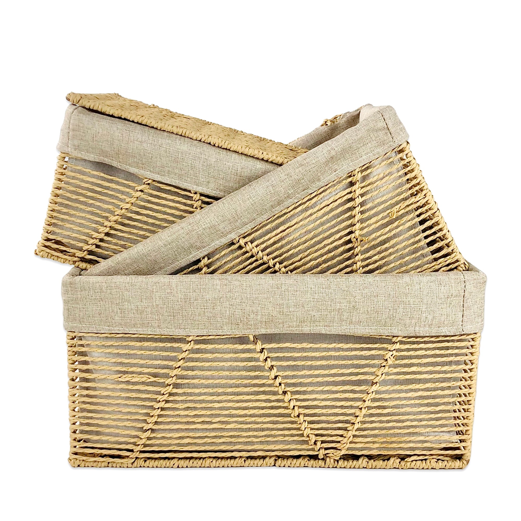 Kim Nesting Wicker Beige Towel Basket (Set of 3)