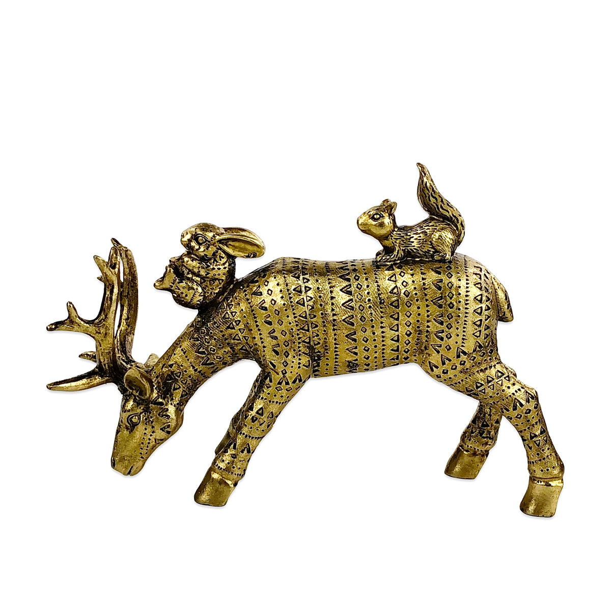 Deer Eating Grass Sculpture