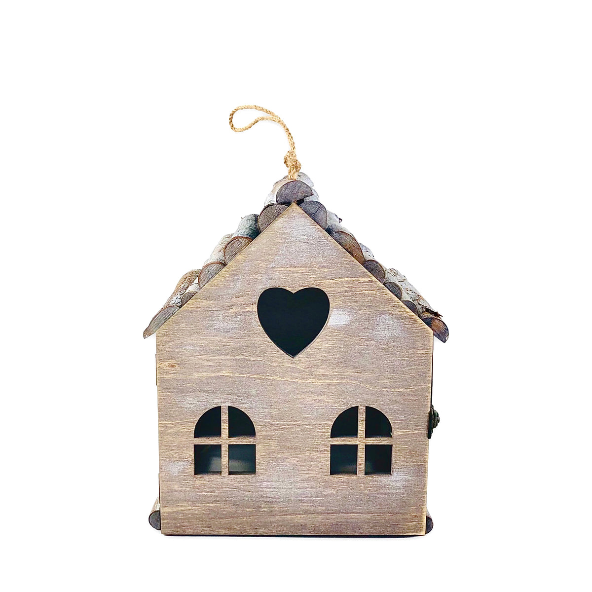 Gray Wood Hut Shape Candle Holder