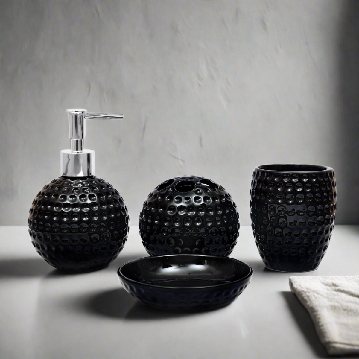 Embossed Dots Texture Ceramic Bathroom Set