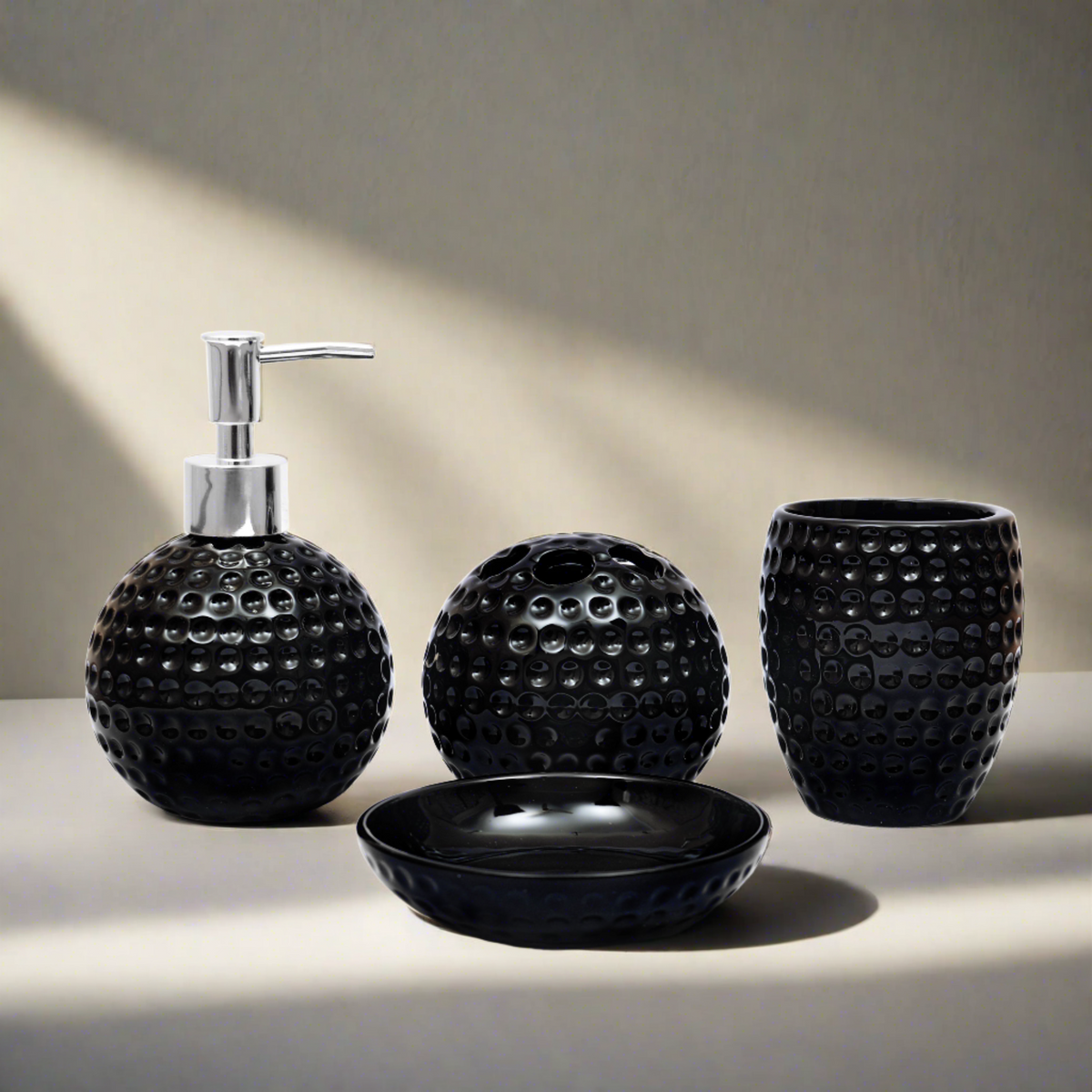 Embossed Dots Texture Ceramic Bathroom Set