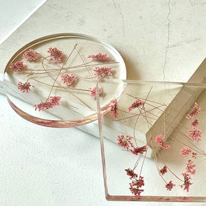 Transparent Floral Resin Table Coaster