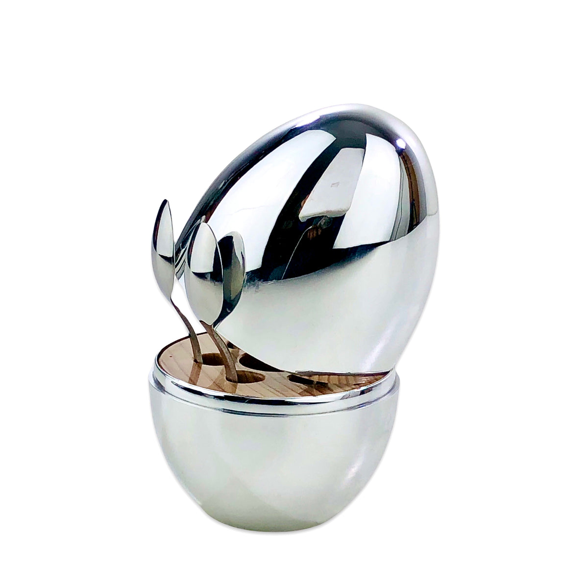 Silver Egg with 6 Coffee/Dessert Spoons