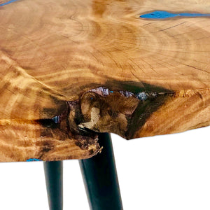 Blue Cracked Edges Resin Art Coffee Table