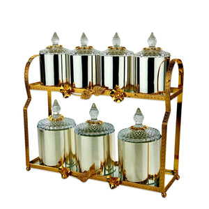 Glass 7 Pieces Seasoning Pots & Stand