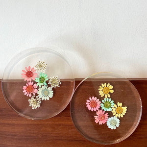 Transparent Floral Resin Table Coaster