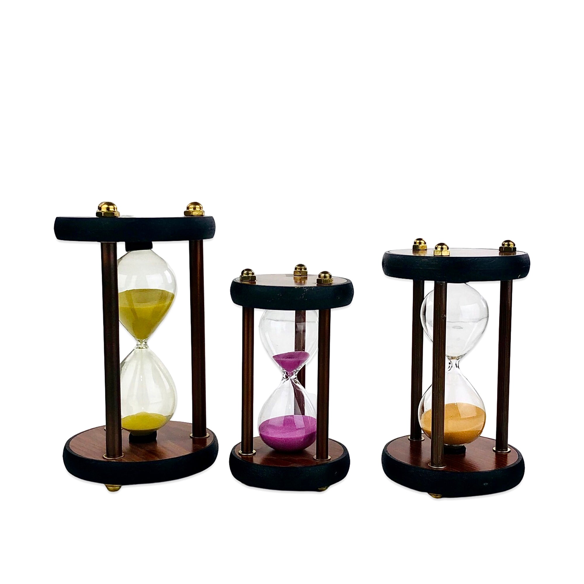 Round Wooden Hours Glass with Colorful Sand