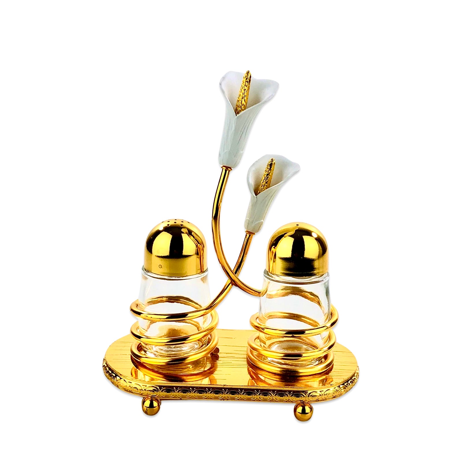 Golden Spiral Flower Salt & Pepper Set