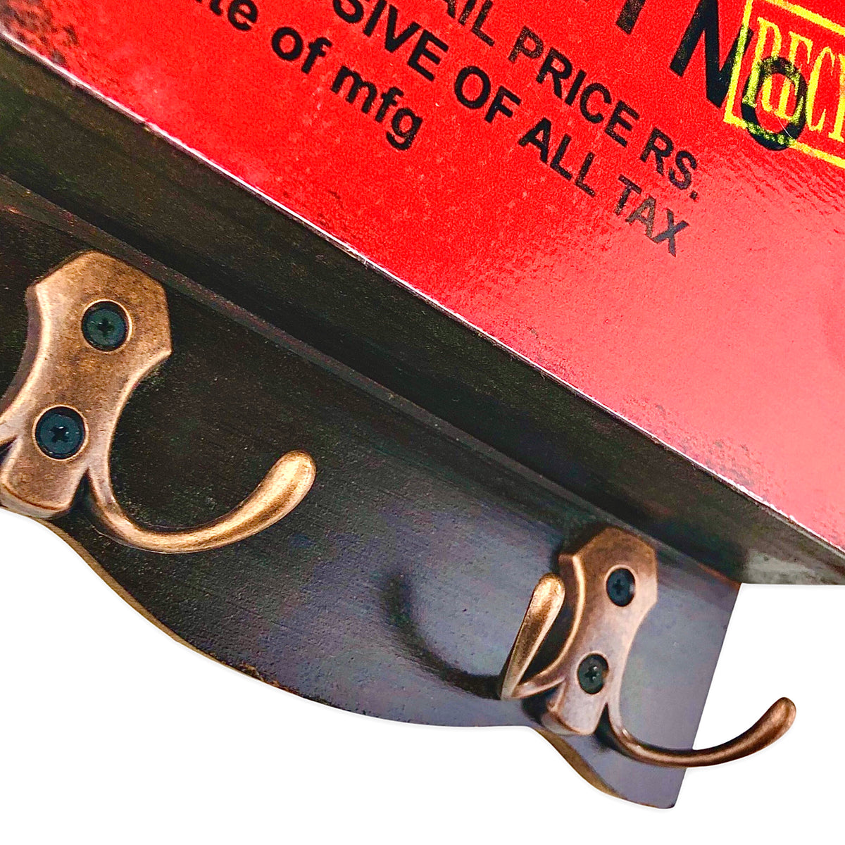 Decorative wall quotation & Pocket with Key Hooks (Red)