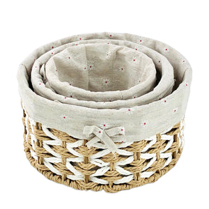 Perlman Jute & Linen Towel Basket  (Set of 3)