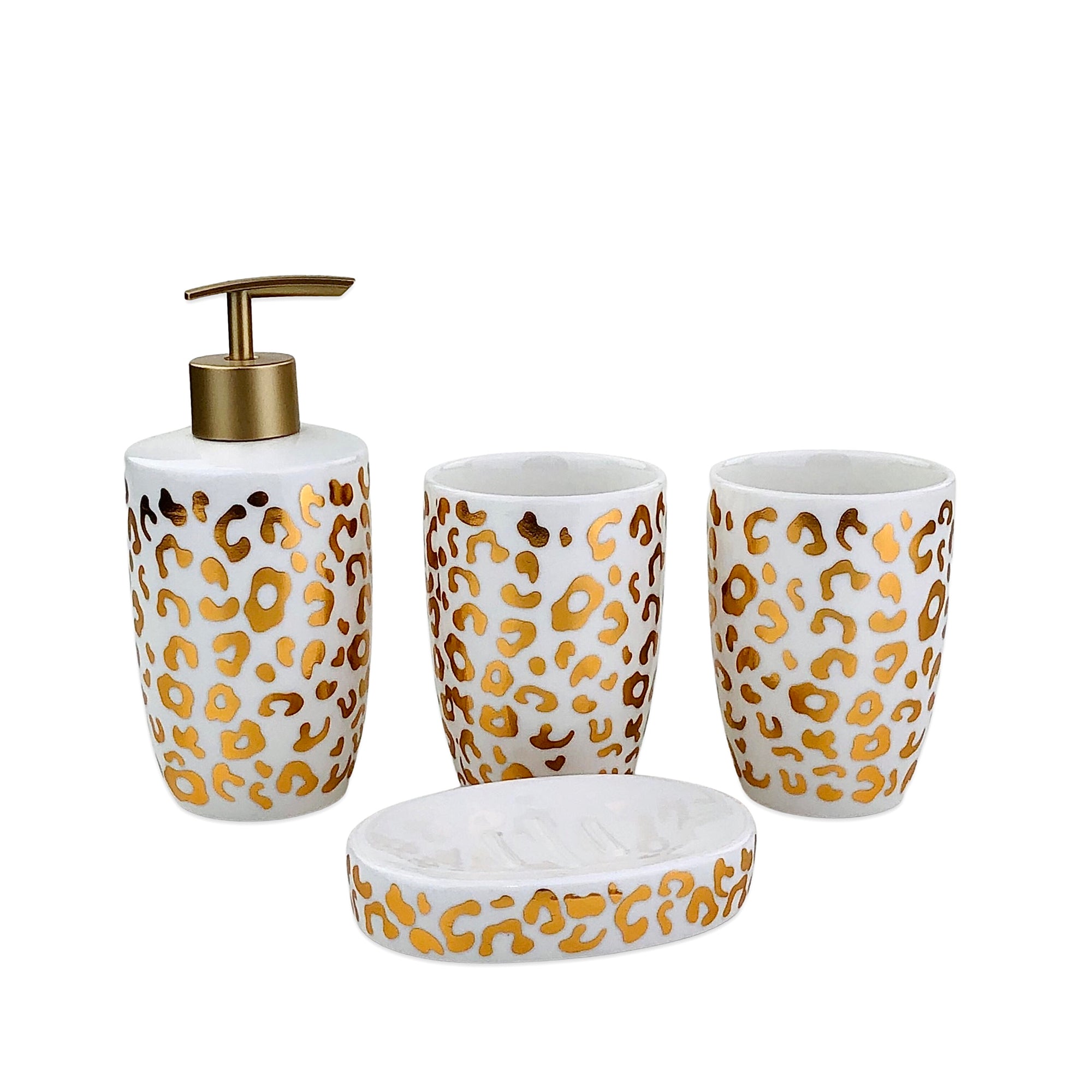 Golden Cheetah Print Bath Set