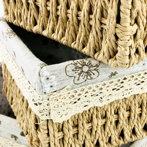 Beige Jute & Linen Towel Basket  (Set of 3)