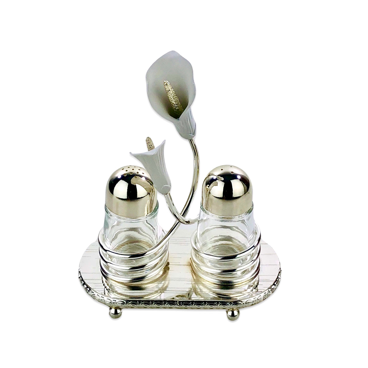 Sliver Spiral Flower Salt & Pepper Set
