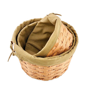 Round Perlman Jute & Linen Towel Basket  (Set of 3)