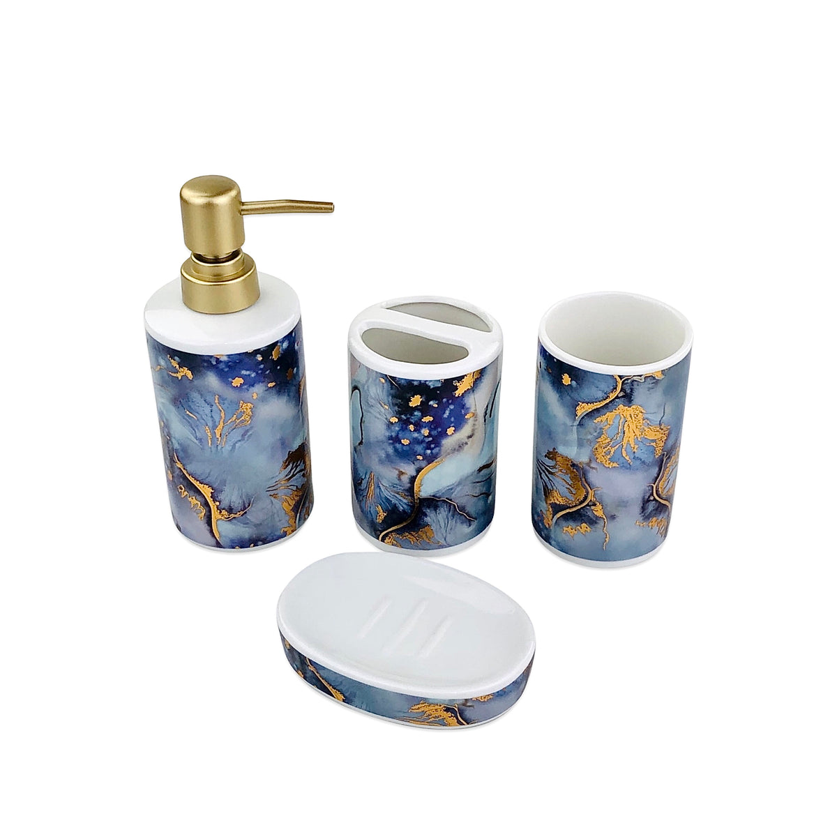 Abstract Blue Golden Bath Set