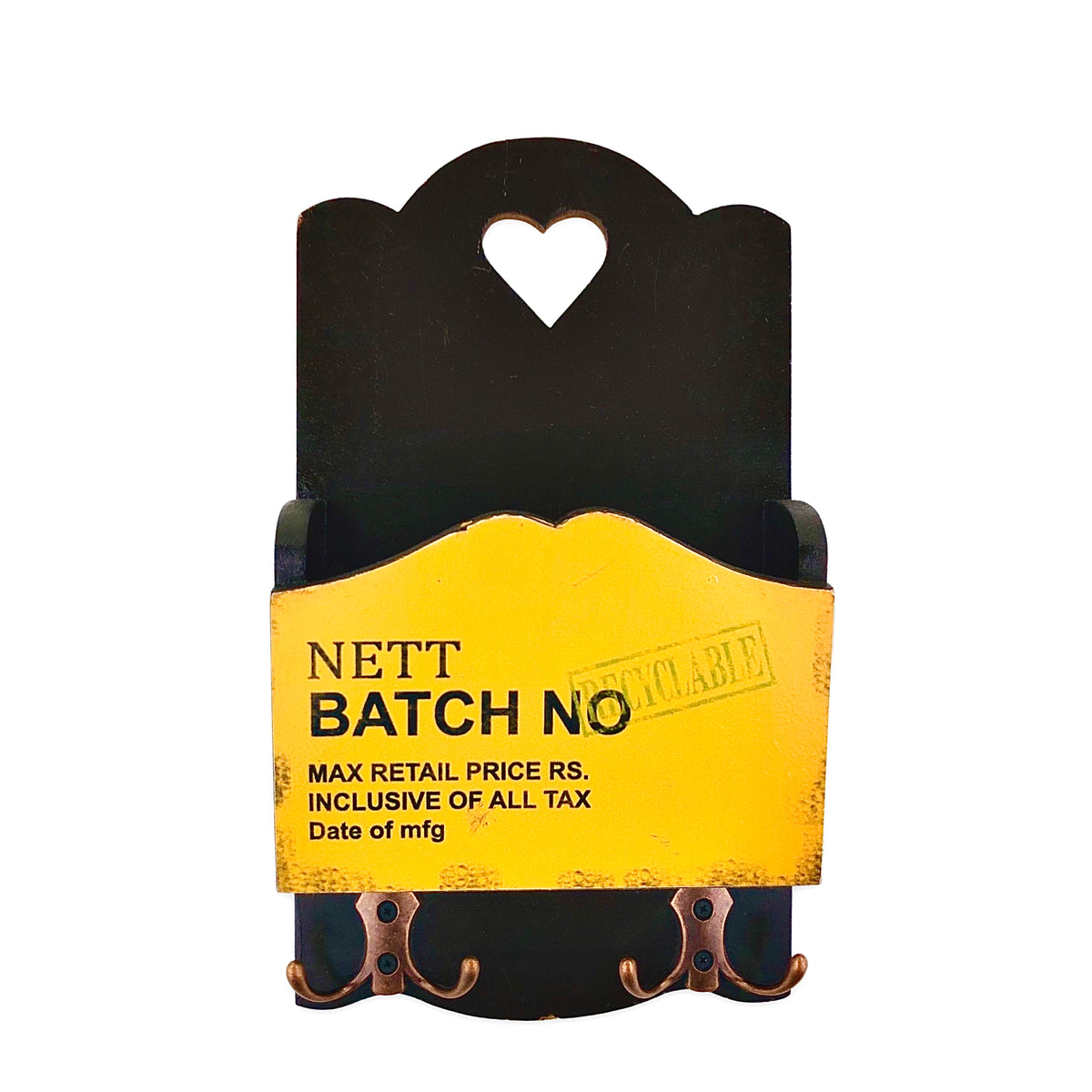 Decorative wall quotation & Pocket with Key Hooks (Yellow)