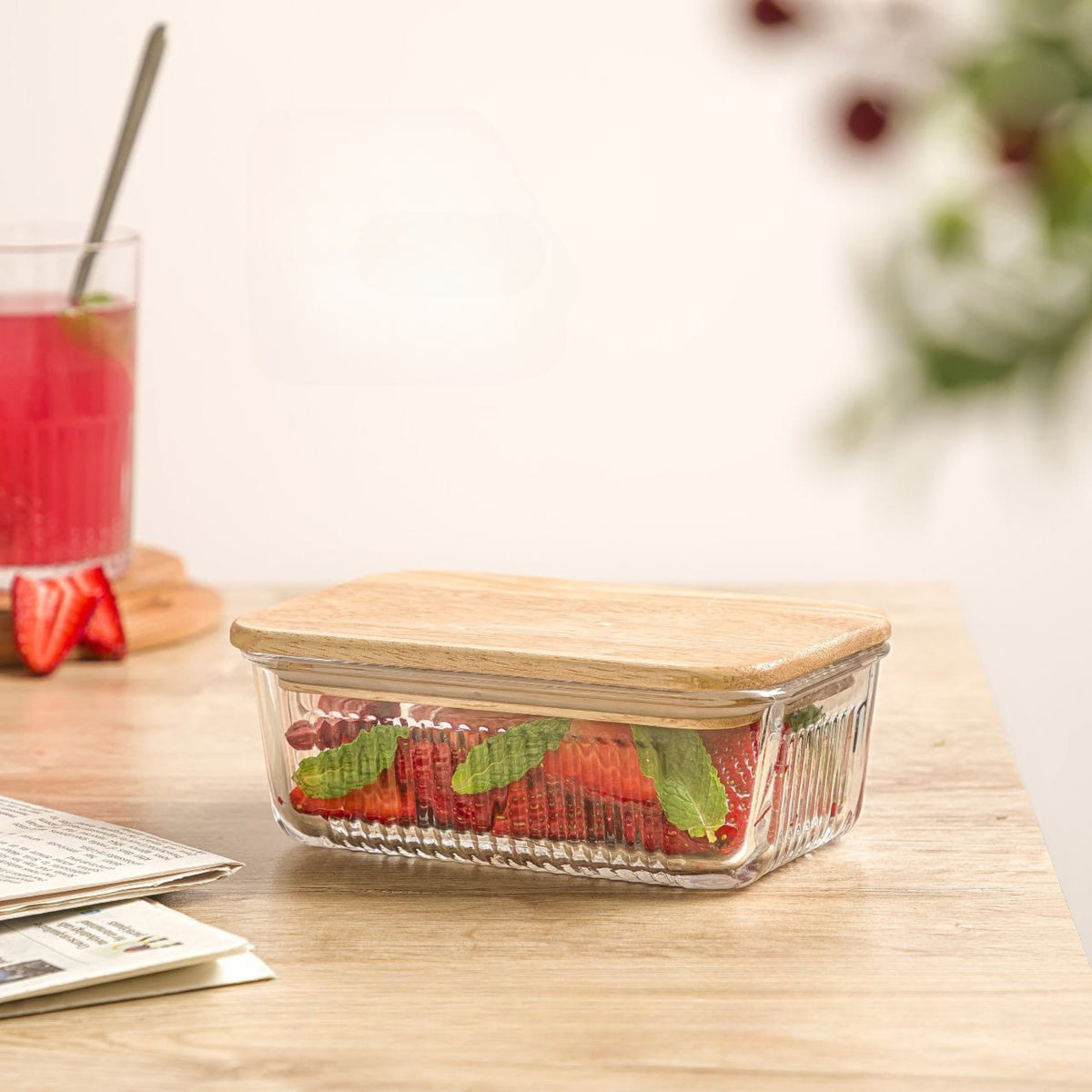 Glass Container with Wood lid (450 ml)