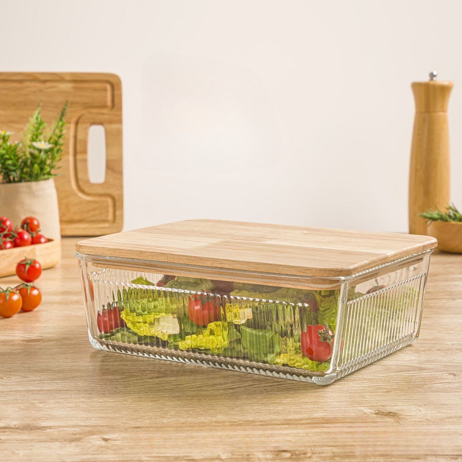 Glass Container with Wood lid (2.25 Liter)